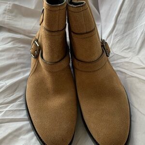 Tan Suede Monk Strap Boots